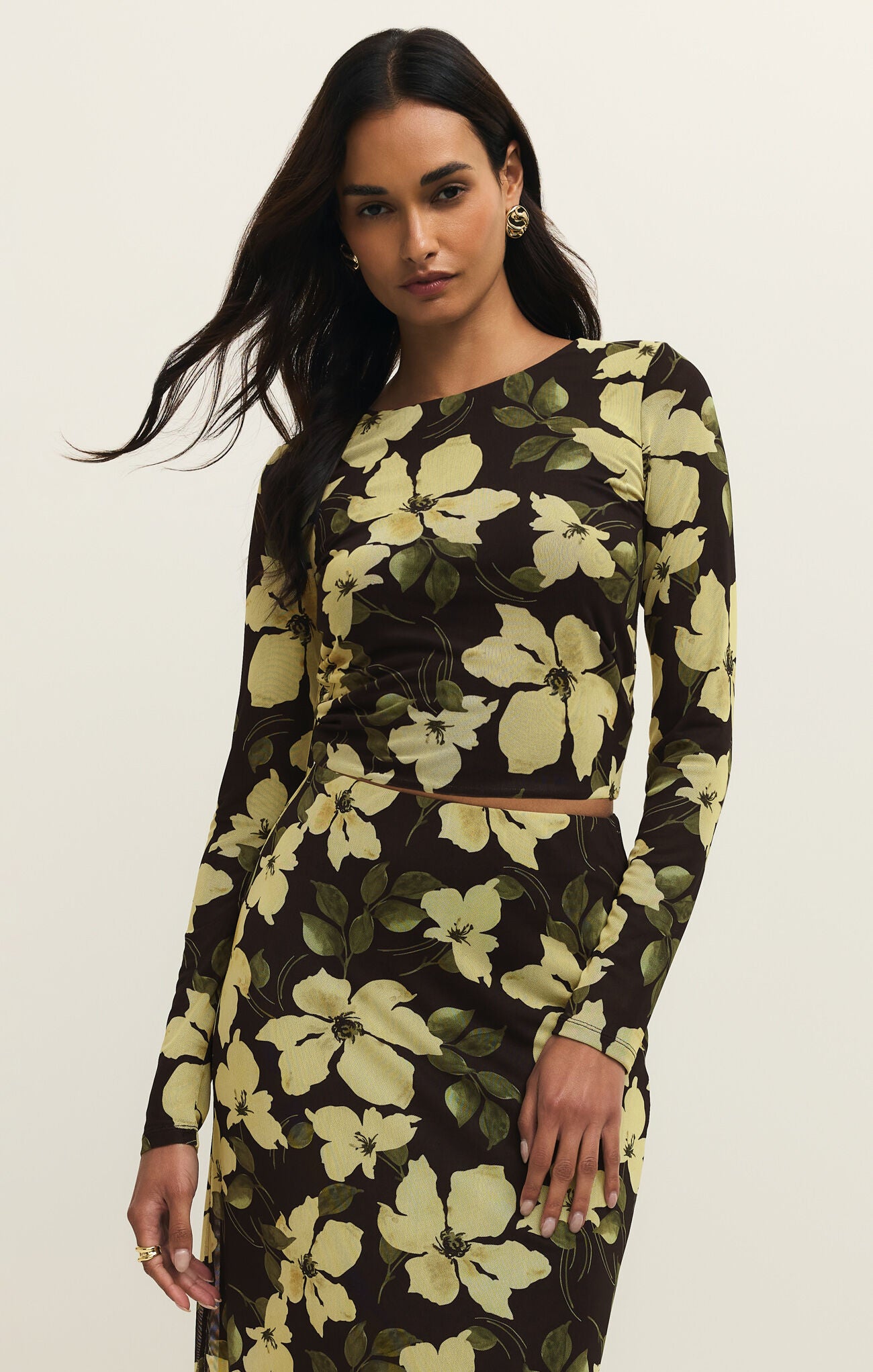 Taysha Ren Floral Mesh Top