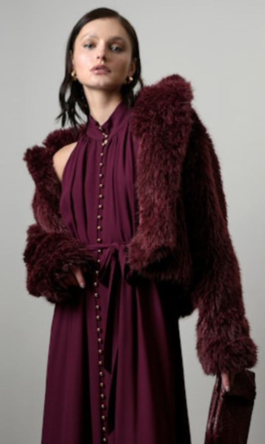 Maddox Shaggy Faux Fur Cropped Coat