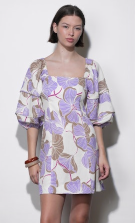 Emery Bubble Sleeve Piped Mini Dress
