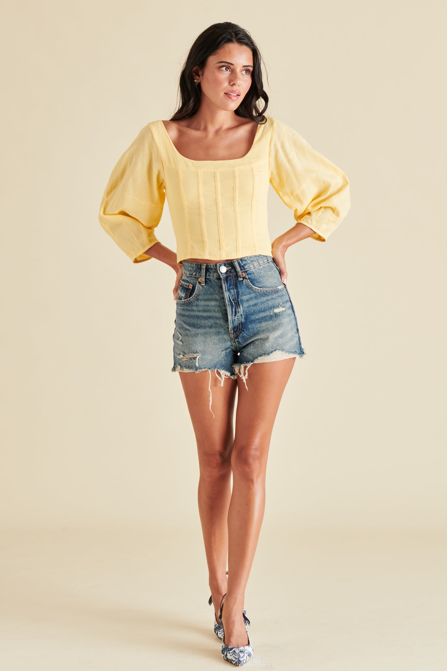 Shay Top Yellow - Light and Flowy Long Sleeve