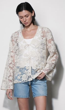 Zaylee Sheer Embroidery Lace Cardigan