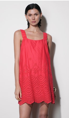 Kallie Linen Blend Embroidered Mini Dress