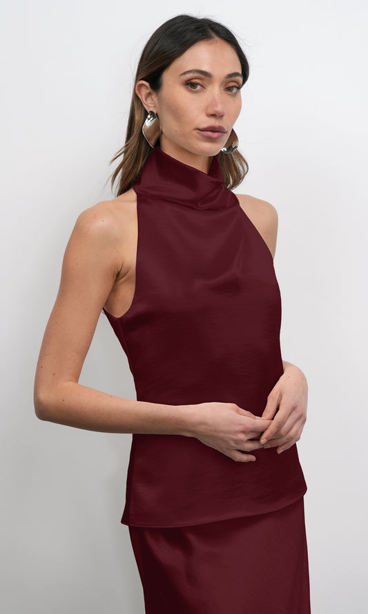 Addison Cowl Funnel Neck Halter Top