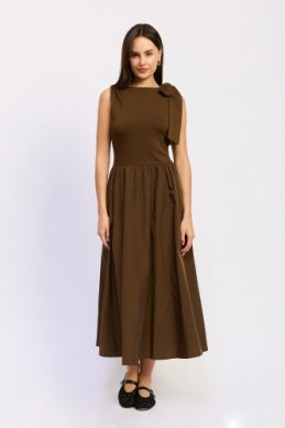 jane mixed media midi dress