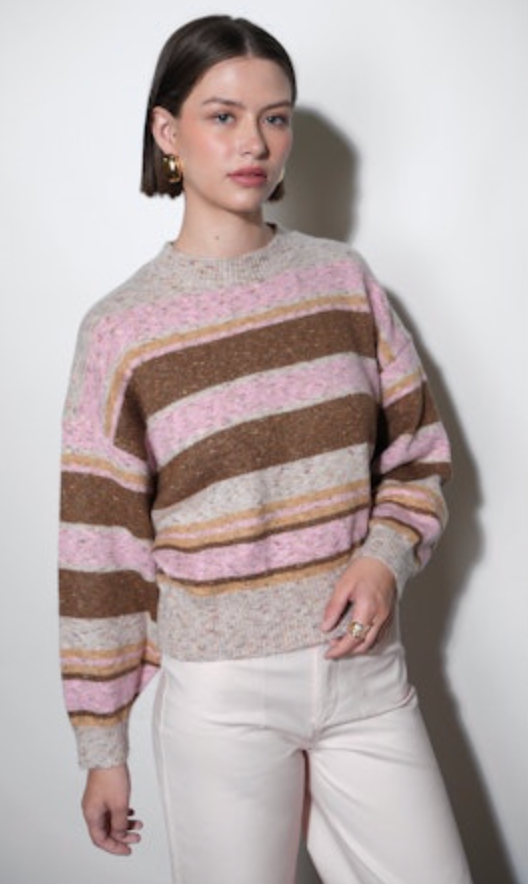 Wendy Slouchy Crew Neck Stripe Sweater