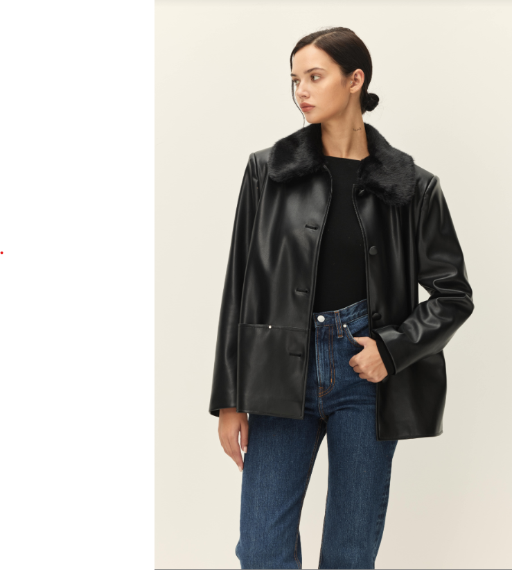 maud faux fur collar vegan leather jacket