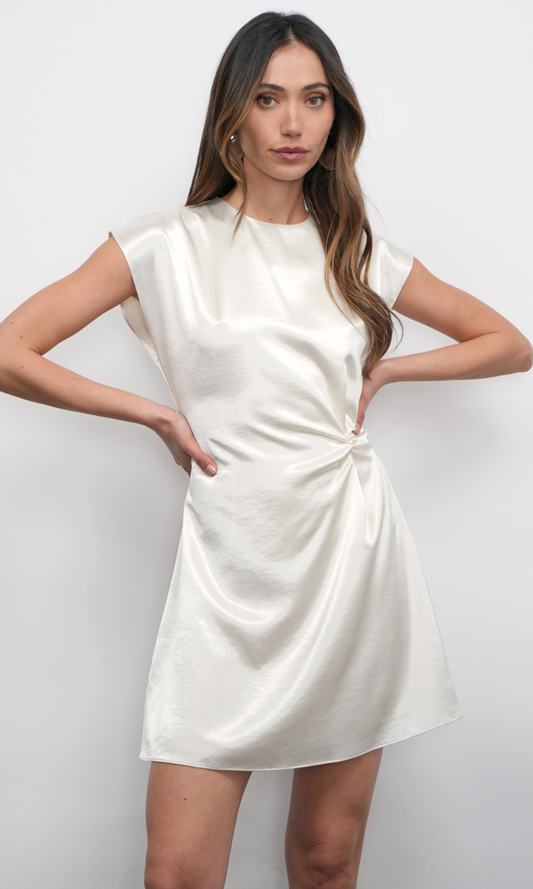 Wilson High Shine Dolman Sleeve Side Twist Mini Dress