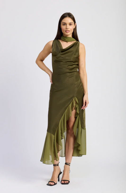 Amirah Cowl Ruffle Maxi