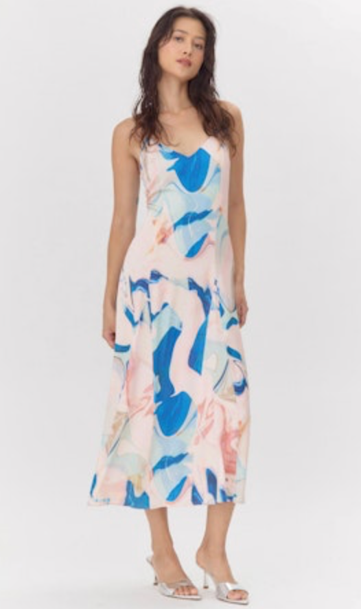 Soph Watercolor Satin Dress
