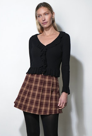 Fern Ribbed Ruffle Knit Top