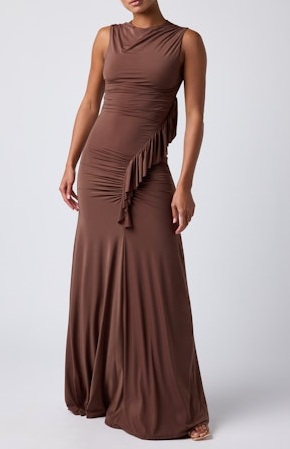Rasha Ruffle Front Jersey Dress