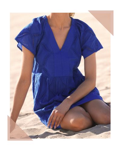 blue dress on the beach