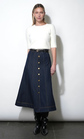 Indy Midi A-line Denim Skirt