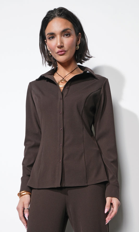 Margot Button Up Rib Knit Top