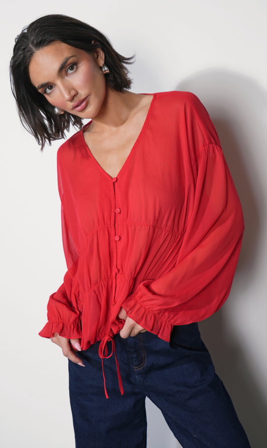 Lainey Flowy Button Front Blouse