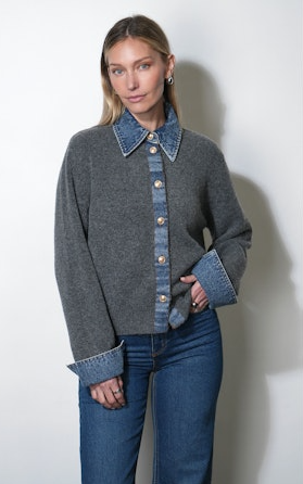 Romi Mixed Media Button Down Sweater